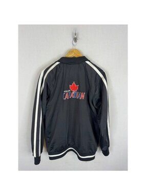 Calhoun Sportswear Molson Canadian Track Jacket Mens Medium Black White Striped